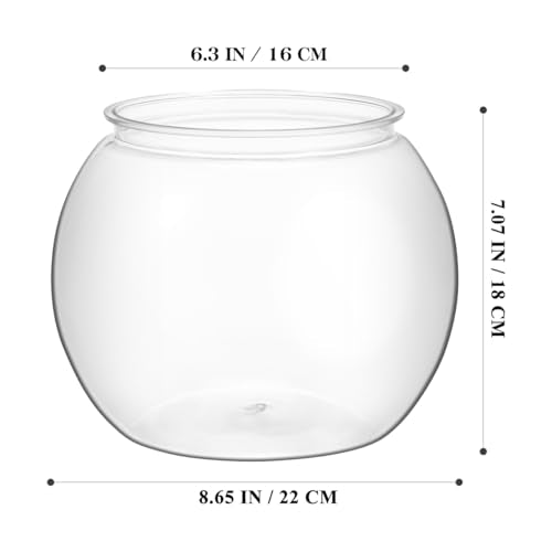 POPETPOP Small Fish Tank Desktop Aquarium Round Clear Plastic Fish Bowl for Home Office Decor 8.66X8.66X6.89 Inches