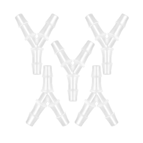 Plastic Barb Equal Y Tee 3/8" hose ID Polypropylene pipe connectors Plastic Joint Splicer Mender Adapter Union Boat Water Air Aquarium O2 Fuel (pack of 5) - size: 3/8 Inch, style: Pack of 5