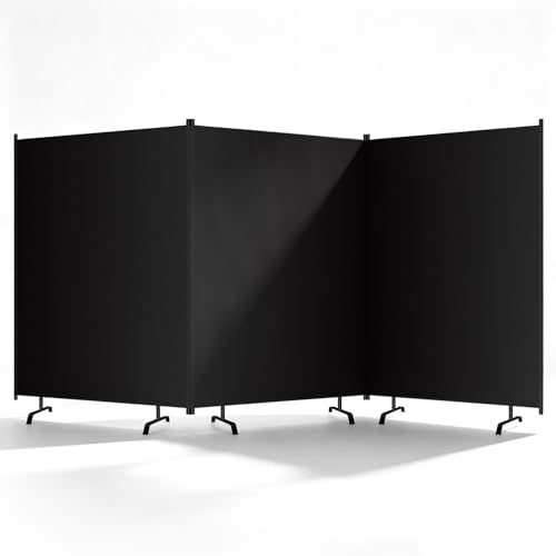 Room Divider Panel, Siebwin 3 Panel Folding Privacy Screens with Wider Feet, 12 Ft Portable Room Partition for Room Separator, Room Divider Screen Partition Room Dividers Freestanding - size: 3 Panel 12FT W