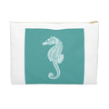 3dRose Teal blue seahorse print Sea Horse Ocean marine beach aquarium aquatic Accessory Pouch Large - size: Large