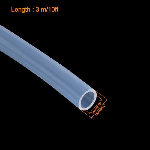 uxcell Silicone Tubing 9mm(3/8") ID 13mm(1/2") OD 10ft Silicone Rubber Tube Air Hose Water Pipe Clear with Clamps - size: 9mm x 13mm