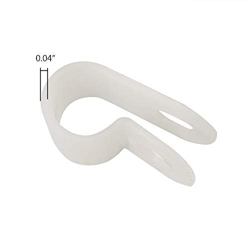 Cable Clamp R-Type Cable Clip Wire Clamp 1/4-inch Nylon Screw Mounting Cord Fastener Clips with Screws for Wire Management - White - 50 Pcs - size: 1/4" White