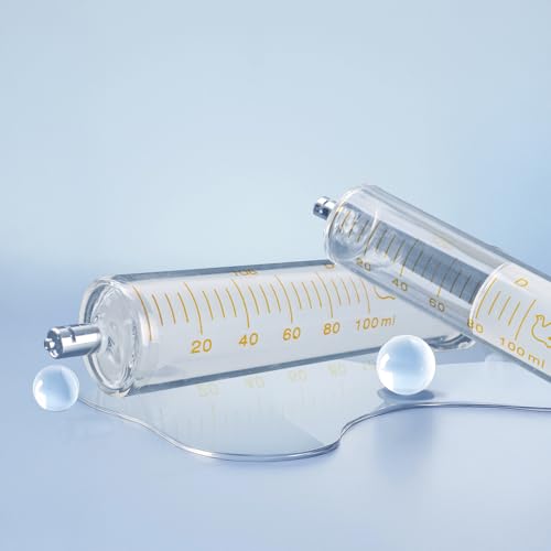 100ml/cc Glass Syringe With Metal Head and Caps for Liquid,Small Syringe for Oil or Glue Applicator,No Needle,1Pack,Borosilicate Glass
