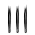 HARFINGTON 3pcs 5.31" Long ESD-12 Anti-static Straight Pointed Tip Tweezers Stainless Steel Round Edge Non-magnetic Precision Tweezers for Various Electronics Precise Repair - size: 5.31"（ESD-12)