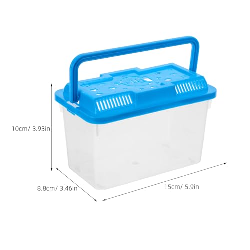 Portable Small Turtle Tank with Lid, Plastic Aquarium Terrarium for Reptiles and Betta Fish, Medium Blue Fish Breeding Box with Handle for Travel and Pet Transport
