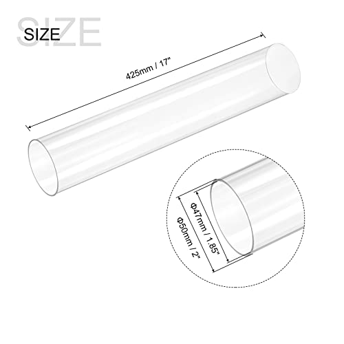 MECCANIXITY Plastic Pipe Rigid Polycarbonate Round Tube Clear 1.85"(47mm) ID 2"(50mm) OD 17" (425mm) High Impact for Lighting, Models, Water Plumbing - size: 1.85"IDx2"ODx17"