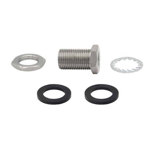 Stainless Steel Bulkhead Fitting 1/4" NPT Female Bulked Coupler Thru-bulk Tank Fitting Connector 1-1/2" Length (pack of 2) - size: 1/4" NPT Female to 1-1/2" Length