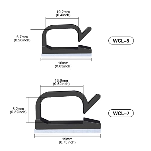 XHF 120 PCS Adhesive Cable Wire Clips Black, Outdoor Christmas Light Clips, Cable Management Wire Organizer Cord Holder for Under Desk, Car, Wall, TV PC Ethernet Cable - color: Black, size: 5/8"-120PCS