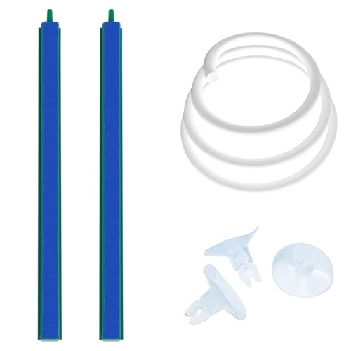 Saim Aquarium Air Stone Bar Bubbler 7.8 Inch, Bubbler Stone with Plastic Base, 9.8ft Airline Tubing with 3 Piece Suction Cup for Fish Tank, Air Stone Bar, 2 Pack - color: AS019-10, size: 7.8 Inch