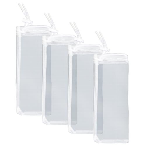 Pawfly 4 Pack Aquarium Filter Media Bags with Drawstring 150 Micron Aquarium Mesh Bag for Fine Resins, Activated Carbon, Bio Filter Balls, 8" x 3" Ceramic Rings