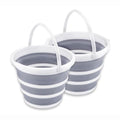 2 Pack Collapsible Buckets 10L 2.6 Gallon Cleaning Bucket Mop Bucket Folding Foldable Portable Small Plastic Water Supplies for Outdoor Garden Camping Fishing Car Wash Space Saving - color: Gray 2 Pack