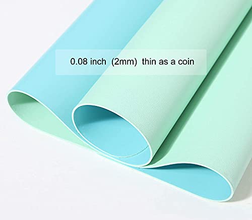 SUJAYU Dual Sided PU Leather Desk Pad, Mouse Pad, Office Desk Mat, Non-Slip Laptop Desk Pad, Waterproof Desk Writing Pad for Office and Home (23.6" x 11.8", Green+Blue) - color: Green+blue, size: 11.8" x 23.6"