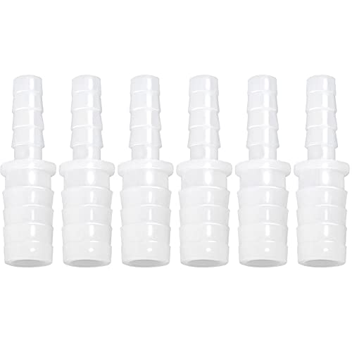 Plastic Hose Barb Reducer Pipe Fittings, 3/8" to 5/16" Hose ID Connectors Joint Splicer Mender Adapter Union Boat Water Air Aquarium O2 Fuel (Pack of 6) - size: 3/8"-5/16", style: 6