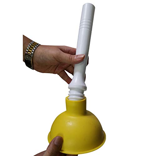 Drain Plunger, Small Hand Force Plumber Helper, Little 4 inch Cup Clog Remover, Tiny Rubber Unclogger in 9" Short Handle for Kitchen Sink, Bathroom Toilet, Shower Bath Tub (Green + Yellow)