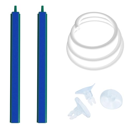 Saim Aquarium Air Stone Bar Bubbler 7.8 Inch, Bubbler Stone with Plastic Base, 9.8ft Airline Tubing with 3 Piece Suction Cup for Fish Tank, Air Stone Bar, 2 Pack - color: AS019-8, size: 7.8 Inch