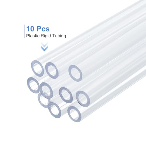 uxcell 10 Pcs Clear Plastic Rigid Tubing 3mm ID x 5mm OD, 0.5 Meters Length Round Polycarbonate Tubing for Aquarium Water Pipe, Water Cooling System, Plumbing - size: 3mm x 5mm