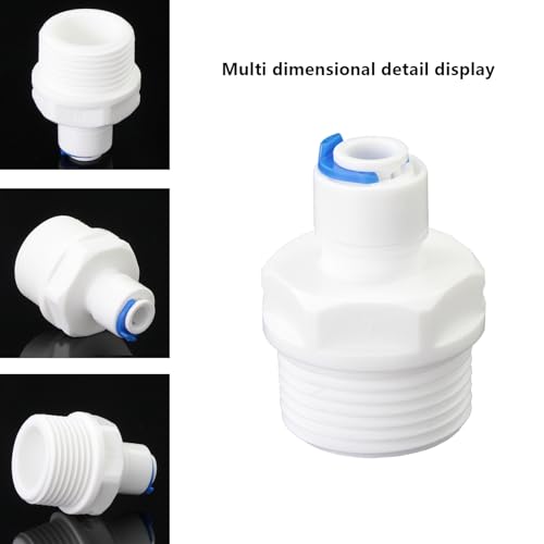 3/4" Male Thread Straight to 1/4" OD PE Tube Push-to-Connect, RO Water Filtration Hose Connector, Pre-Purifier & Water Purifier Plastic Adapter (3-Pack) - style: 1/4” Tube to 3/4” Male Thread