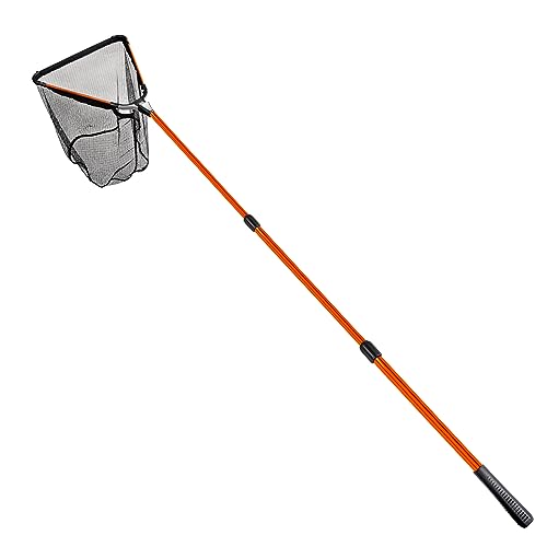 Fiblink Folding Aluminum Fishing Landing Net Fish Net with Extending Telescoping Pole Handle - style: Orange--extend Length: 59-118 Inches