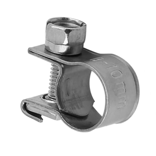 10pcs Stainless Steel Hose Clamps – Adjustable 6-20mm Fuel Line Pipe Clips for Air, Water, Silicone & Fuel Hoses (8-10Mm) - size: 8-10Mm