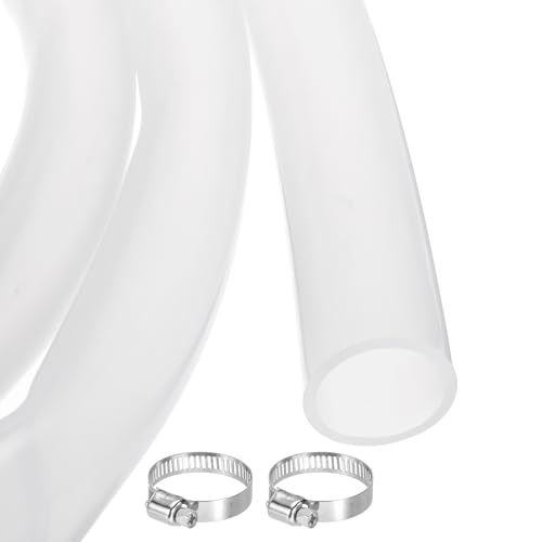 MECCANIXITY 3.3ft Clear Silicone Rubber Tubing 1 1/2" ID 1 3/4" OD Plastic Tube Flexible Air Hose for Brewing, Wine Making, Pump Siphon, 38.1mm x 44.6mm, with 2pcs Clamps - color: Clear, size: 1 1/2" x 1 3/4"