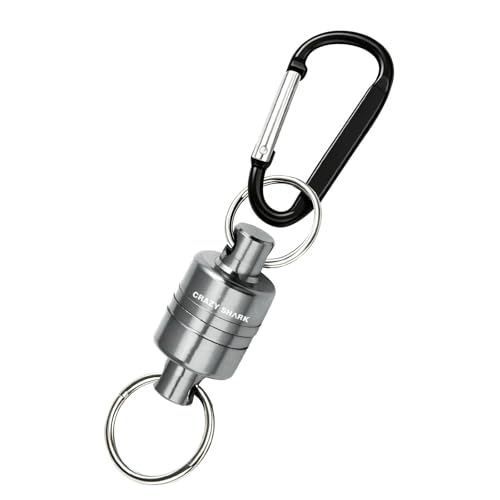 Magnetic Net Release for Fly Fishing, Aluminum Magnetic Quick Release Keychain, Fly Fishing Net Magnet Holder Retractor with Carabiner