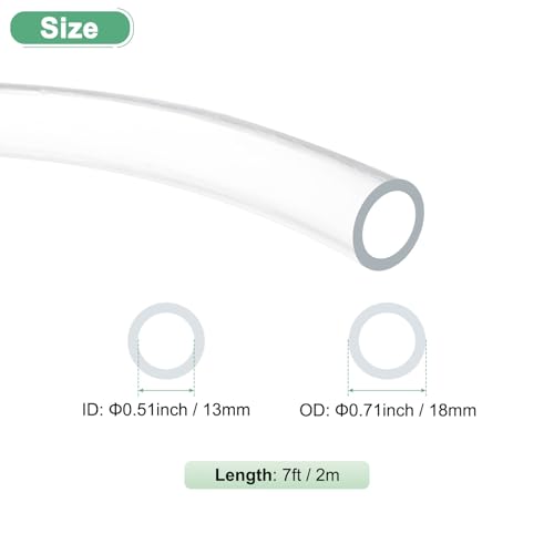 M METERXITY Clear Plastic Tubing, 0.51Inch(13.0mm) ID 0.71Inch(18mm) OD, 7ft(2m) Length PVC Tube Low Pressure Flexible Vinyl Tubing for Garden/Water Hose Airline Tube Aquarium - size: 0.51"×0.71"×7ft