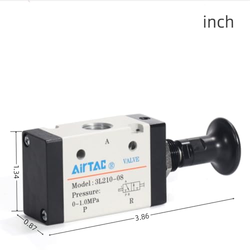 Push-Pull Valve AirTAC 3L210-08 1/4" NPT 3/2 Way Hand Lever 2 Position 3 Way Pneumatic Air Manual Control Direct Acting Type 0-145 PSI - size: 1/4 NPT, style: 3/2 way