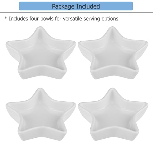 EIKS 4 Pack Ceramic Dipping Bowls Side Dishes for Serving ketchup Wasabi Condiments Appetizer Snacks (Star-Shape) - size: Star-Shape