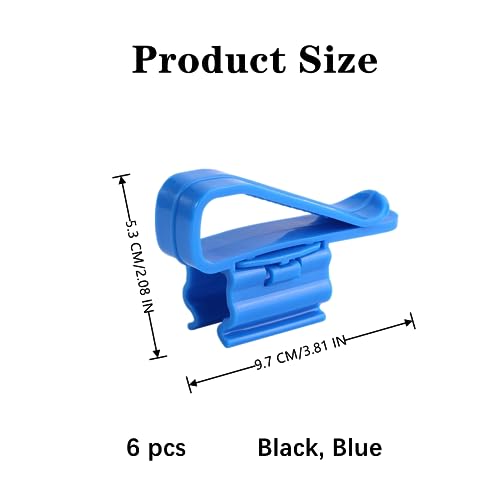 6 PCS Fish Tank Hose Holder Adjustable Fish Tank Water Clip Fish Tank Water Pipe Clamp Fish Tank Mounting Clip for Fish Tank and Aquarium(Fit for 8mm to 16mm Hoses,Black,Blue)