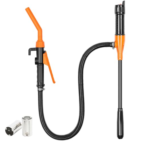 Portable Fuel Transfer Pump - 2.4 GPM Battery Powered Siphon Pump,Siphon Pump for Gasoline,for Fuel, Oil & Water, with Powerful Suction Ergonomic Nozzle 39 Inches Hose（Orange） - color: Orange