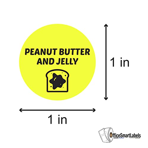 Peanut Butter & Jelly Stickers - 1 Inch Round Circle Labels in Bright Yellow for Restaurant Deli Food Truck Supermarket Grocery Store Stickers Food Meal Choice Package Label - 300 Count/Pack - color: Peanut Butter, size: 300 Labels