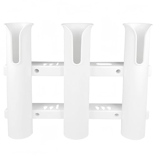 HiUmi Wall Mounted Fishing Rod Holders Tubes Links Fishing Rod Holder Rack Rests (3-Pole-White) - color: 3-pole-white