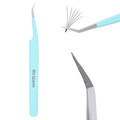 Ms.Queen Eyelash Extensions Tweezers,Professional Fiber Tip 45 Degree Lashing Tweezers for Volume Lash Extensions, Blue - style: 45 Degree Tweezers