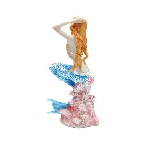 Blue Mermaid Figurine, Mermaid Statue for Fish Tank Decor, Perona Figure, Resin Princess Figurines for Aquarium Landscape & Mermaid Room Decor - color: Blue