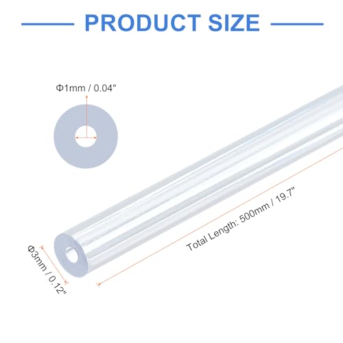 uxcell 10 Pcs Clear Plastic Rigid Tubing 1mm ID x 3mm OD, 0.5 Meters Length Round Polycarbonate Tubing for Aquarium Water Pipe, Water Cooling System, Plumbing - size: 1mm x 3mm