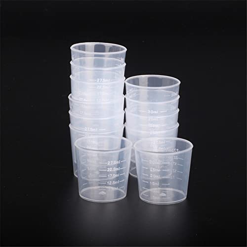 10pcs 30ml Plastic Liquid Measuring Cups Transparent Clear Plastic Graduated Kitchen Cooking Medicine Measure Tool - size: 10 Count, 30 ml
