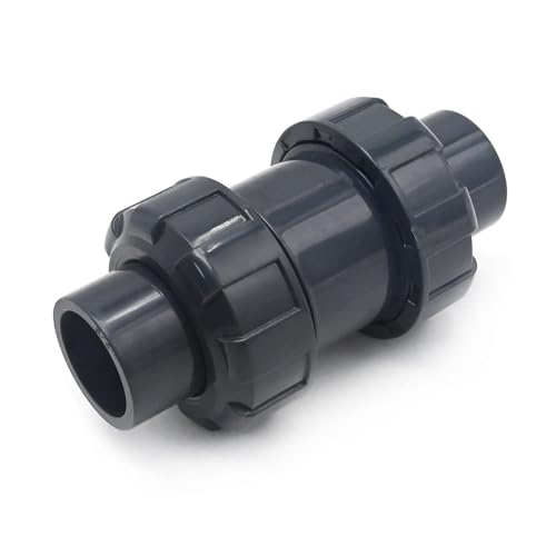 PVC True Union Check Valve, 3/4 Inch Slip Swing Full Port Utility, Sch80 Socket Backflow Prevention for Pool, Plumbing & Utility (Slip Connection)
