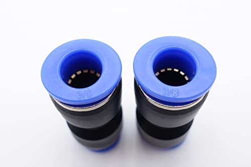 Push to Connect Fitting 3/8" Tube OD, Pneumatic Air Water Straight Union Two Way Connector/Coupler (Pack of 5) - size: 3/8 inch - 3/8 inch