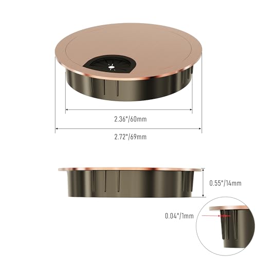 Desk Grommet 2-3/8 Inch 60mm, Zinc Alloy Computer Desk Wire Hole Cover, Office Desktop Cord Cable Hole Metal Ring, Red Bronze - size: 2-3/8" Red Bronze