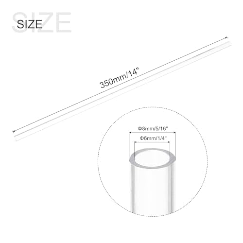 MECCANIXITY Plastic Pipe Rigid Polycarbonate Round Tube Clear 1/4"(6mm) ID 5/16"(8mm) OD 14"(350mm) High Impact for Lighting, Models, Water Plumbing - size: 1/4"IDx5/16"ODx14"