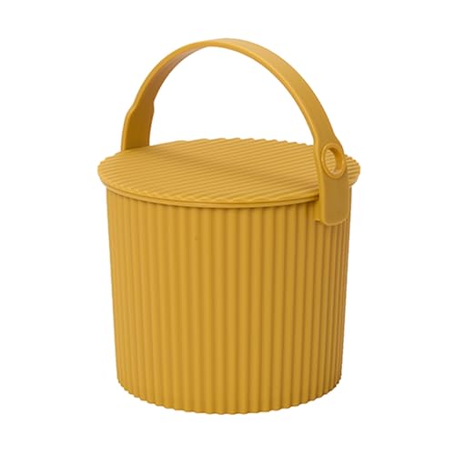 Hachiman Mini Bucket - 1.1 Gallon Heavy Duty Bucket with Lid and Handle - Hands-Free Filling - Easy to Stack and Store - Indoor Outdoor Use - 6.9" x 8.3" - Mustard - color: Mustard, size: Mini