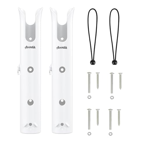 Aventik Tube Fishing Rod Holder Bracket Wall Mounted Boat Side Mount Tool Holder Tube Links with Screws 1/2/3/4/6 Pole Tube Fishing Rod Holders - color: 2-Pole White