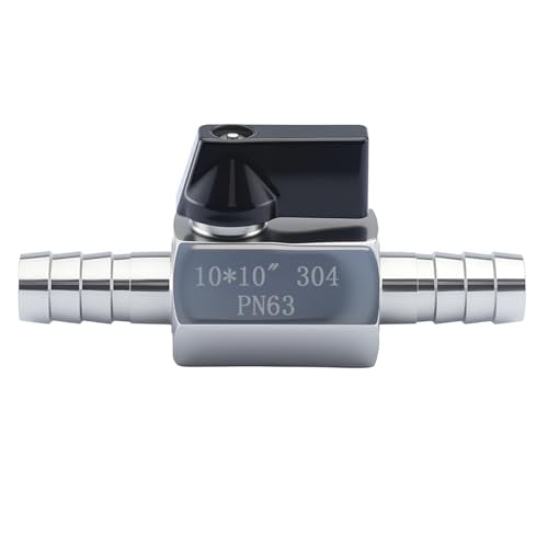 3/8″ Hose Barb Ball Valve, 304 Stainless Steel Mini Fuel Shut Off Valve,Heater Hose Shut Off Valve for Water Gas Fuel Drip Irrigation and Aquariums - size: 3/8″ Hose Barb