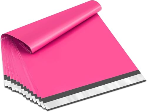 UCGOU 14x17 Hot Pink Poly Mailers Shipping Bags 100 Pcs Large Poly Mailers Mailing Bags for Shipping Clothes Self Sealing Package - color: Hot Pink, size: 14x17