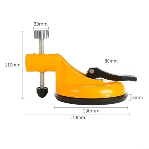 Adjustable Vacuum Suction Cups for Seam-Joining Leveling, Floor Gap Fixer Tool, 130 mm Height Setter, Stainless Steel Plate and Knob for Tile Leveling with Heavy-Duty Rubber Suction Cups (1 PCS)