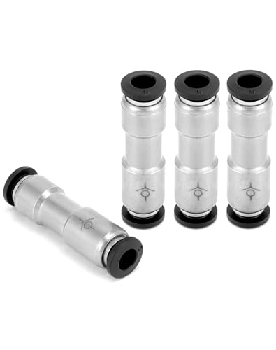QWORK Push to Connect Air Fitting Valve - 1/4" OD, Nickel Plated Brass Check Valve for Air, Vacuum, Pack of 4 Connect One Way Inline Air Pneumatic Valves