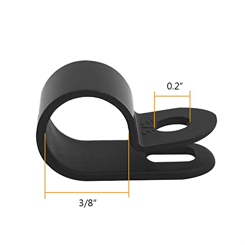 Cable Clamp R-Type Cable Clip Wire Clamp 3/8" Nylon Screw Mounting Cord Fastener Clips with Screws for Wire Management - Black - 50 Pcs - size: 3/8" Black