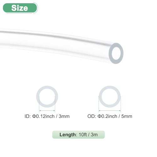 M METERXITY Clear Plastic Tubing, 0.12Inch(3.0mm) ID 0.2Inch(5mm) OD, 10ft(3.0m) Length PVC Tube Low Pressure Flexible Vinyl Tubing for Garden/Water Hose Airline Tube Aquarium - size: 0.12"×0.2"×10ft