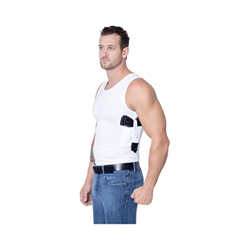 Concealed Carry Wear CCW Compression Tank Top - Tactical Everyday Carry EDC - Gun Holster Shirt for Men - color: White, size: Medium