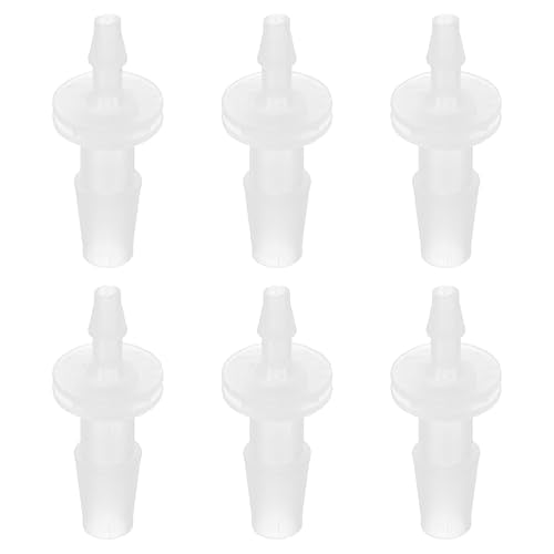 PATIKIL Hose Barb Reducer, 6 Pcs 1/4" to 1/8" Hose ID Connectors Joint Plastic Pipe Fitting Splicer Mender Union Adapter for Air Water Fuel Gas Aquarium, White
